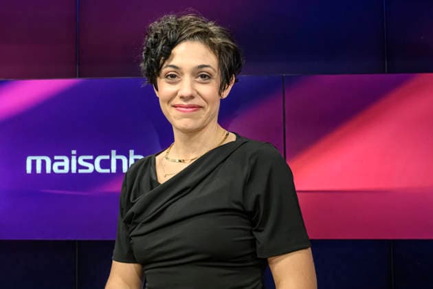 v.l.: Katharina Hamberger (Deutschlandfunk), GER, Berlin, Studio, zu Gast bei Maischberger, politische Talkshow, TV, Format, mit Moderatorin Sandra Maischberger, Das Erste, aus Adlershof Am Studio 20, 06. Mai 2026, Copyright: HMBxMedia UwexKoch
