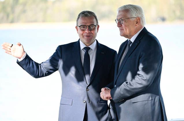 LKS 20260507 German Federal President Frank-Walter Steinmeier (R) meets with Prime Minister Petteri Orpo of Finland at the Prime Minister s official residence Kesäranta in Helsinki, Finland on May 7, 2026. - MIKKO STIG Helsinki Finland  Copyright: xMikkoxStigx 4R-9P4EB_Dc