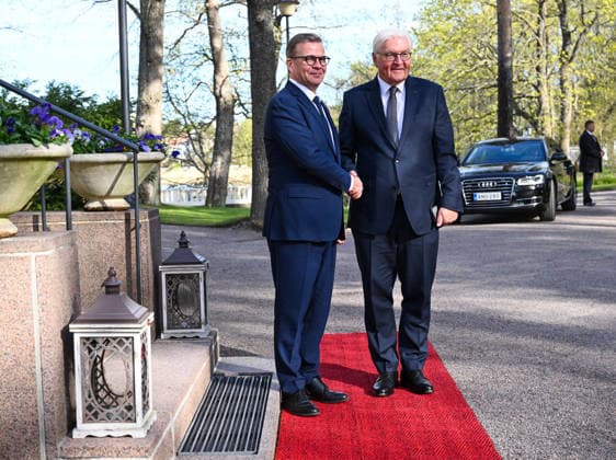 LKS 20260507 German Federal President Frank-Walter Steinmeier (R) meets with Prime Minister Petteri Orpo of Finland at the Prime Minister s official residence Kesäranta in Helsinki, Finland on May 7, 2026. - MIKKO STIG Helsinki Finland  Copyright: xMikkoxStigx zfK9eHfhGYk