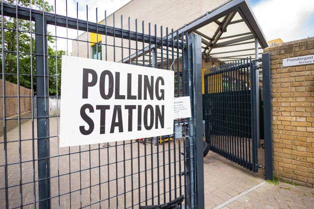 Polling Station in Lewisham for Local Elections on 7 May 2026 Polling Station sign for Local Elections in the United Kingdom, Credit:Liam Daysh-Holmes Avalon  Copyright: xLiamxDaysh-Holmesx xAvalonx 1097079284