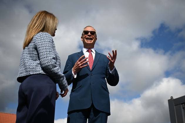 Reform UK Leader Nigel Farage votes for UK local elections 2026 WALTON-ON-THE-NAZE, UNITED KINGDOM - MAY 07: Reform UK leader Nigel Farage is seen after casting his vote during the local council elections on May 07, 2026 in Walton-on-the-Naze, United Kingdom. Rasid Necati Aslim Anadolu Walton-on-the-Naze United Kingdom. Editorial use only. Please get in touch for any other usage.  Copyright: x2026xAnadoluxRasidxNecatixAslimx