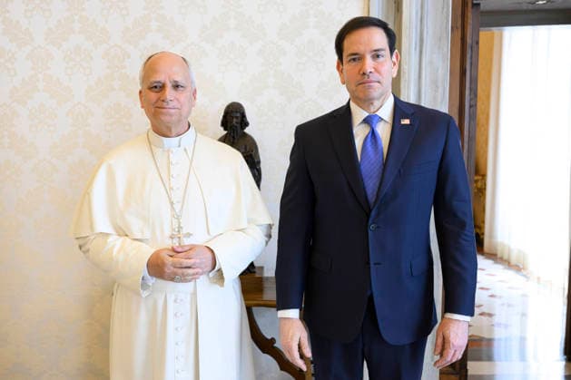 ITALY- REL VATICAN -POPE LEO XVI DURING A PRIVATE AUDIENCE WITH U.S.SECRETARY OF STATE MARCO RUBIO AT THE VATICAN May 7, 2026 ITALY REL - Vatican, May 7, 2026: Pope Leo VIX during a private audience with U.S. Secretary of State Marco Rubio at the Vatican. EDITORIAL USE ONLY - NO BOOKS Copyright: xVATICANxMEDIAx xCatholicxPressxPhotox