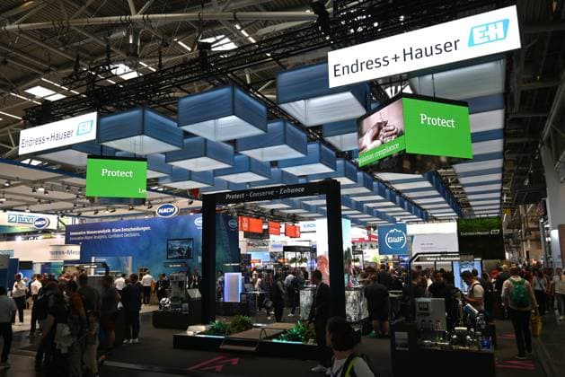Die IFAT Munich 2026 ist die weltweit führende Fachmesse für Wasser-, Abwasser-, Abfall- und Rohstoffwirtschaft. Die Messe findet alle zwei Jahre auf dem Messegelände in München - Riem statt. Foto: Messestand von EH - Endress und Hauser