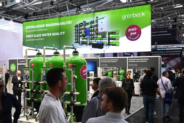 Die IFAT Munich 2026 ist die weltweit führende Fachmesse für Wasser-, Abwasser-, Abfall- und Rohstoffwirtschaft. Die Messe findet alle zwei Jahre auf dem Messegelände in München - Riem statt. Foto: Grünbeck-Messestand