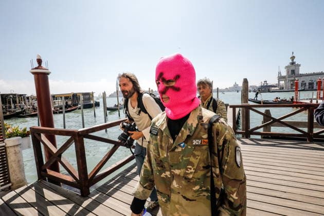 May 7, 2026, Venice, Rome, Italy: May 7, 2026, Venice. 61st International Art Exhibition of the Venice Biennale, titled In Minor Keys, curated by Koyo Kouoh. The Giardini della Biennale - Protest by the Pussy Riot collective in front of the Venice Biennale headquarters against the reopening of the Russian Pavilion at the 2026 Venice Art Biennale, led by Pussy Riot s Nadya Tolokonnikova. Venice Italy  - ZUMAa289 20260507_zia_a289_236 Copyright: xMircoxToniolox xAgfx