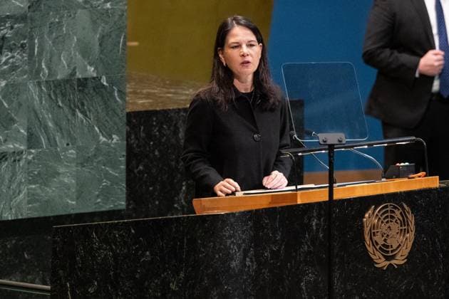 May 7, 2026, New Yokr, New York, USA: Annalena Baerbock, President of the General Assembly speaks during Second International Migration Review Forum at UN General Assembly Hall at UN Headquarters in New York, NY on May 7, 2026. New Yokr USA - ZUMAr339 20260507_znp_r339_001 Copyright: xLevxRadinx