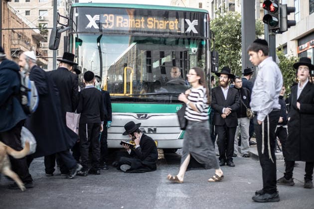 Ultra-Orthodox Jews protest mandatory military service in Jerusalem JERUSALEM - MAY 7: Israeli police use water cannons to disperse Ultra-Orthodox Jewish (Haredi) protesters blocking roads by lying on the ground during a demonstration against the arrest of several yeshiva students over mandatory military service in West Jerusalem on May 7, 2026. Mostafa Alkharouf Anadolu Jerusalem Israel. Editorial use only. Please get in touch for any other usage.  Copyright: x2026xAnadoluxMostafaxAlkharoufx