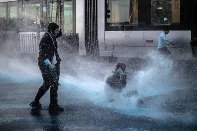 Ultra-Orthodox Jews protest mandatory military service in Jerusalem JERUSALEM - MAY 7: Israeli police use water cannons to disperse Ultra-Orthodox Jewish (Haredi) protesters blocking roads by lying on the ground during a demonstration against the arrest of several yeshiva students over mandatory military service in West Jerusalem on May 7, 2026. Mostafa Alkharouf Anadolu Jerusalem Israel. Editorial use only. Please get in touch for any other usage.  Copyright: x2026xAnadoluxMostafaxAlkharoufx