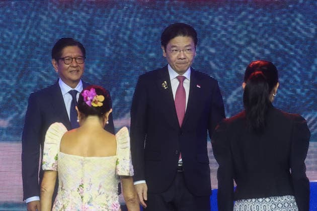 Southeast Asian leaders gather at Opening Ceremony of ASEAN Summit and Related Meetings 2026 CEBU, PHILIPPINES - MAY 8: Philippine President Ferdinand Bongbong Romualdez Marcos Jr. (L) and Singaporean Prime Minister Lawrence Wong (R) during the official opening ceremony of the 48th ASEAN Summit and Related Meetings, in Cebu, Philippines, on May 8, 2026. Top leaders of ASEAN member states from across Southeast Asia gather to discuss key international and regional issues, including conflict in the Middle East, trade and economic development, fuel and energy crisis, and South China Sea territorial disputes. The summit comes just a few days ahead of a meeting between United States President Donald Trump and Chinese President Xi Jinping, which Copyright: x2026xAnadoluxDanielxCengx