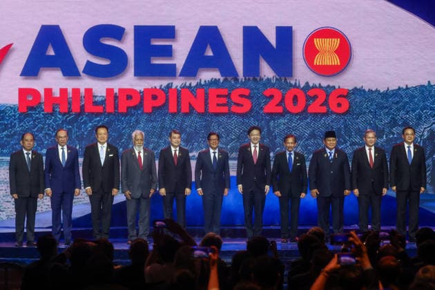 Southeast Asian leaders gather at Opening Ceremony of ASEAN Summit and Related Meetings 2026 CEBU, PHILIPPINES - MAY 8: (L-R) Myanmar s Permanent Foreign Secretary U Hau Khan Sum, Malaysia s Prime Minister Anwar Ibrahim, Thailand s Prime Minister Anutin Charnvirakul, Timor-Leste s Prime Minister Xanana Gusmao, Vietnam s Prime Minister Le Minh Hung, Philippine President Ferdinand Bongbong Romualdez Marcos Jr., Singapore s Prime Minister Lawerence Wong, Brunei s Prime Minister Hassanal Bolkiah, Indonesia s Prime Minister Prabowo Subianto, Cambodia s Hun Manet, and Lao s Prime Minister Sonexay Siphandone during a family photo session at the official opening ceremony of the 48th ASEAN Summit and Related Meetings, in Cebu, Philippines, on May Copyright: x2026xAnadoluxDanielxCengx