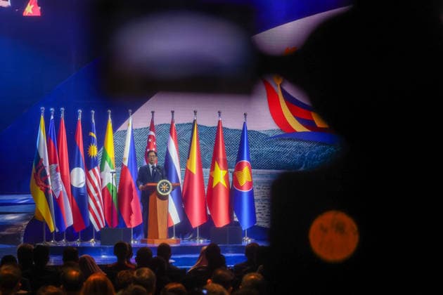 Southeast Asian leaders gather at Opening Ceremony of ASEAN Summit and Related Meetings 2026 CEBU, PHILIPPINES - MAY 8: Philippine President Ferdinand Bongbong Romualdez Marcos Jr. gives an opening speech, during the official opening ceremony of the 48th ASEAN Summit and Related Meetings, in Cebu, Philippines, on May 8, 2026. Top leaders of ASEAN member states from across Southeast Asia gather to discuss key international and regional issues, including conflict in the Middle East, trade and economic development, fuel and energy crisis, and South China Sea territorial disputes. The summit comes just a few days ahead of a meeting between United States President Donald Trump and Chinese President Xi Jinping, which will take place in mid-May. Copyright: x2026xAnadoluxDanielxCengx