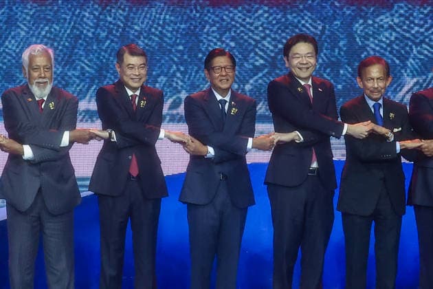 Southeast Asian leaders gather at Opening Ceremony of ASEAN Summit and Related Meetings 2026 CEBU, PHILIPPINES - MAY 8: (L-R) Timor-Leste s Prime Minister Xanana Gusmao, Vietnam s Prime Minister Le Minh Hung, Philippine President Ferdinand Bongbong Romualdez Marcos Jr., Singapore s Prime Minister Lawerence Wong, Brunei s Prime Minister Hassanal Bolkiah, during a family photo session at the official opening ceremony of the 48th ASEAN Summit and Related Meetings, in Cebu, Philippines, on May 8, 2026. Top leaders of ASEAN member states from across Southeast Asia gather to discuss key international and regional issues, including conflict in the Middle East, trade and economic development, fuel and energy crisis, and South China Sea territoria Copyright: x2026xAnadoluxDanielxCengx