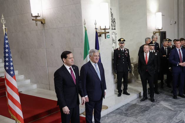 Marco Rubio - Antonio Tajani meeting in Rome ROME, ITALY, MAY 08: Italy’s Foreign minister Antonio Tajani (R) welcomes U.S. Secretary of State Marco Rubio (L) at the Farnesina, Italian Foreign ministry headquarters, in Rome, Italy, on May 08, 2026. Riccardo De Luca Anadolu Rome Italy. Editorial use only. Please get in touch for any other usage.  Copyright: x2026xAnadoluxRiccardoxDexLucax