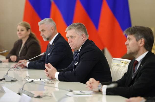 Russia Putin Foreign Delegations 9161169 09.05.2026 Slovak Prime Minister Robert Fico attends a meeting with Russian President Vladimir Putin at the Kremlin in Moscow, Russia. Gavriil Grigorov Sputnik Moscow Russia  Copyright: xGavriilxGrigorovx