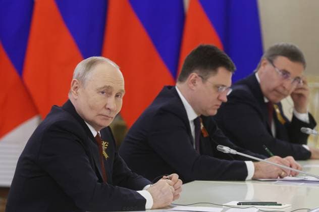 Russia Putin Foreign Delegations 9161215 09.05.2026 Russian President Vladimir Putin attends a meeting with Slovak Prime Minister Robert Fico at the Kremlin in Moscow, Russia. Sergei Karpukhin Sputnik Moscow Russia  Copyright: xSergeixKarpukhinx
