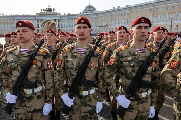 RUSSIA, ST PETERSBURG - MAY 9, 2026: Students of Russian National Guard Troops Military Academy during a Victory Day military parade marking the 81st anniversary of the Victory in the 1941-1945 Great Patriotic War (the Eastern Front of World War II) St Petersburg Russia  - ZUMAt113 20260509_zaa_t113_1558 Copyright: xValentinxYegorshinx