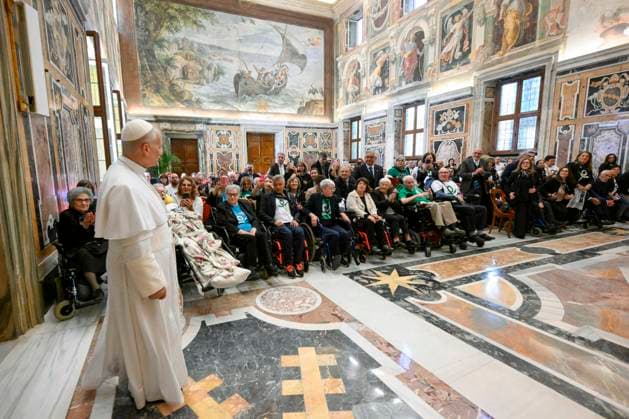 ITALY - POPE LEO XIV DURING A PRIVATE AUDIENCE WITH MEMEBERS OF THE ITALIAN AMYOTROPHIC LATERAL SCLEROSIS ASSOCIATION IN THE VATICAN - 2026 5 9 Italy, Rome, Vatican, 2026 5 9 Pope Leo XIV during a private audience with Members of the Italian Amyotrophic Lateral Sclerosis Association in The Vatican EDITORIAL USE ONLY - NO BOOKS Copyright: xVATICANxMEDIAx