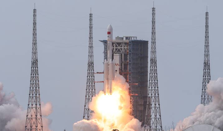 (260511) -- WENCHANG, May 11, 2026 -- A Long March-7 Y11 carrier rocket carrying the cargo craft Tianzhou-10 blasts off from the Wenchang Spacecraft Launch Site in south China s Hainan Province, May 11, 2026. China launched the cargo craft Tianzhou-10 from the Wenchang Spacecraft Launch Site on Monday morning to deliver supplies for its orbiting Tiangong space station, according to the China Manned Space Agency. ) (EyesOnSci) CHINA-HAINAN-WENCHANG-CARGO CRAFT-LAUNCH (CN) YangxGuanyu