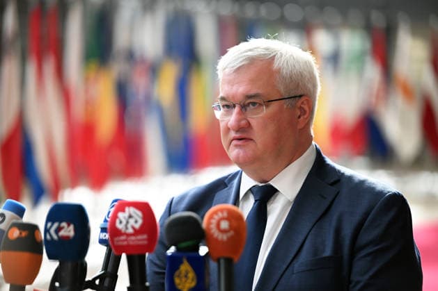 Foreign Affairs Council in Brussels BRUSSELS, BELGIUM - MAY 11: Ukrainian Foreign Minister Andrii Sybiha speaks to press ahead of Foreign Affairs Council which will focus on Western Balkans, Ukraine and Syria, in Brussels, Belgium on May 11, 2026. Dursun Aydemir Anadolu Brussels Belgium. Editorial use only. Please get in touch for any other usage.  Copyright: x2026xAnadoluxDursunxAydemirx