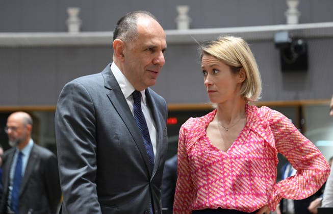 Foreign Affairs Council in Brussels BRUSSELS, BELGIUM - MAY 11: Greek Foreign Minister Giorgos Gerapetritis (L) and EU High Representative for Foreign Affairs and Security Policy, Kaja Kallas (R) attend the Foreign Affairs Council, which will focus on Western Balkans, Ukraine and Syria, in Brussels, Belgium on May 11, 2026. Dursun Aydemir Anadolu Brussels Belgium. Editorial use only. Please get in touch for any other usage.  Copyright: x2026xAnadoluxDursunxAydemirx