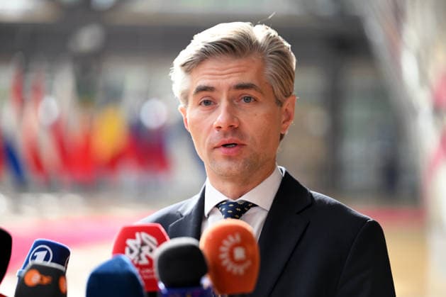 Foreign Affairs Council in Brussels BRUSSELS, BELGIUM - MAY 11: Lithuanian Foreign Minister Kestutis Budrys speaks to press ahead of Foreign Affairs Council which will focus on Western Balkans, Ukraine and Syria, in Brussels, Belgium on May 11, 2026. Dursun Aydemir Anadolu Brussels Belgium. Editorial use only. Please get in touch for any other usage.  Copyright: x2026xAnadoluxDursunxAydemirx