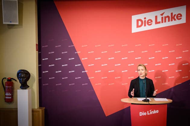 Berlin, Pressekonferenz Die Linke mit Ines Schwerdtner Pressekonferenz der Partei Die Linke mit Ines Schwerdtner (Ko-Vorsitzende Die Linke) zu aktuellen politischen Themen am 11.05.2026 im Karl-Liebknecht-Haus in Berlin. Berlin Karl-Liebknecht-Haus Berlin Deutschland