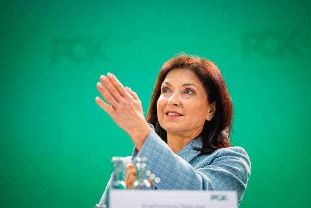 Katherina Reiche (CDU), Bundesministerin fuer Wirtschaft und Energie, aufgenommen im Rahmen eines Besuchs bei PCK in Schwedt, 11.05.2026. Fotografiert im Auftrag des BMWE Schwedt Deutschland Copyright: xJulianexSonntag BMWEx