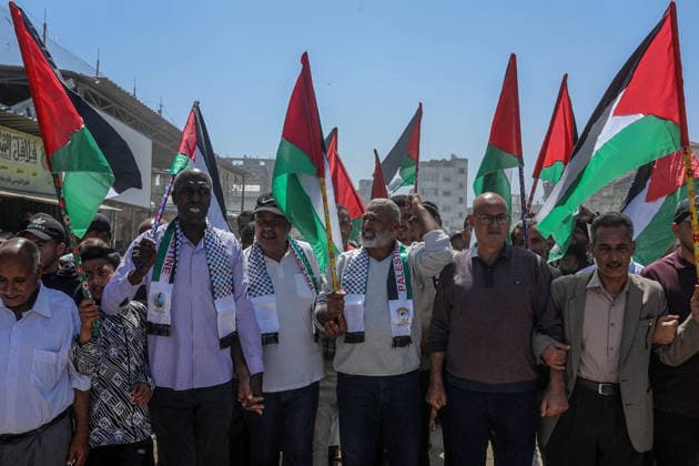 Palestinians attend the National Return Festival held within the 78th anniversary of the Nakba KHAN YUNIS, GAZA, PALESTINE - MAY 11: Palestinians gather to attend the ‘National Return Festival’ organized by the Department of Refugee Affairs affiliated with the Palestine Liberation Organization to commemorate the 78th anniversary of the Nakba in Khan Yunis, Gaza, Palestine on May 11, 2026. Abed Rahim Khatib Anadolu Khan Yunis Gaza. Editorial use only. Please get in touch for any other usage.  Copyright: x2026xAnadoluxAbedxRahimxKhatibx