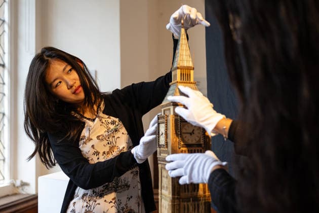 London Craft Week: Bamboo Replica of Big Ben at Royal Society of Sculptors, London, UK 11 May 2026 Bamboo replica of Big Ben on display at the Royal Society of Sculptors, London, UK, on 11 May 2026, during London Craft Week. The 74cm tower is the work of young Hong Kong contemporary artist InkgÅ Lam, crafted using a century-old bamboo technique originally developed for making traditional steamers, and is presented as part of the Crafts on Peel exhibition showcasing master artisans and rising makers from across Greater China., Credit:Pete Speller Avalon  Copyright: xPetexSpellerx xAvalonx 1098119294
