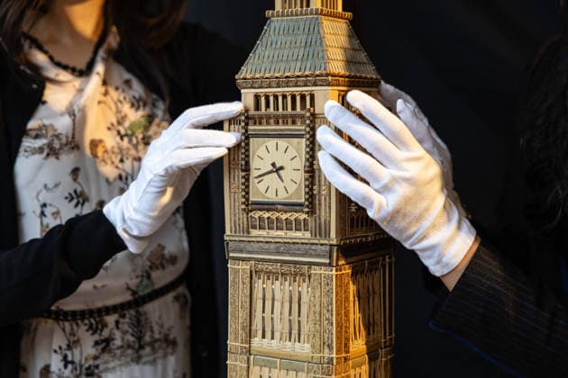 London Craft Week: Bamboo Replica of Big Ben at Royal Society of Sculptors, London, UK 11 May 2026 Bamboo replica of Big Ben on display at the Royal Society of Sculptors, London, UK, on 11 May 2026, during London Craft Week. The 74cm tower is the work of young Hong Kong contemporary artist InkgÅ Lam, crafted using a century-old bamboo technique originally developed for making traditional steamers, and is presented as part of the Crafts on Peel exhibition showcasing master artisans and rising makers from across Greater China., Credit:Pete Speller Avalon  Copyright: xPetexSpellerx xAvalonx 1098119315