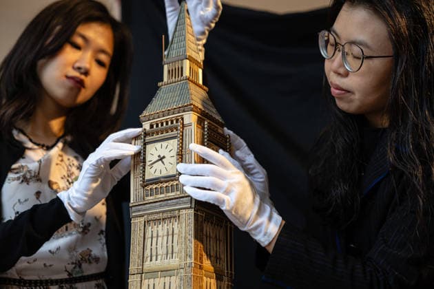 London Craft Week: Bamboo Replica of Big Ben at Royal Society of Sculptors, London, UK 11 May 2026 Bamboo replica of Big Ben on display at the Royal Society of Sculptors, London, UK, on 11 May 2026, during London Craft Week. The 74cm tower is the work of young Hong Kong contemporary artist InkgÅ Lam, crafted using a century-old bamboo technique originally developed for making traditional steamers, and is presented as part of the Crafts on Peel exhibition showcasing master artisans and rising makers from across Greater China., Credit:Pete Speller Avalon  Copyright: xPetexSpellerx xAvalonx 1098119319