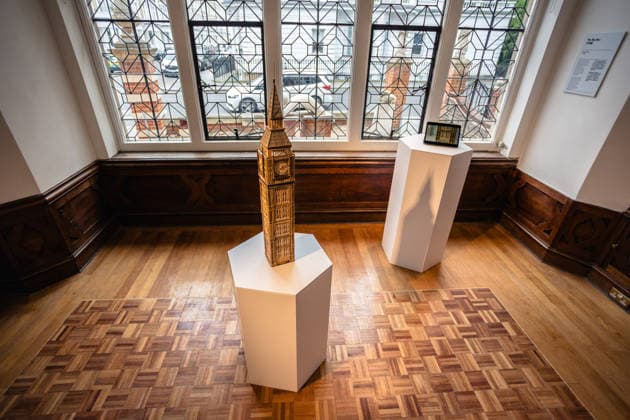 London Craft Week: Bamboo Replica of Big Ben at Royal Society of Sculptors, London, UK 11 May 2026 Bamboo replica of Big Ben on display at the Royal Society of Sculptors, London, UK, on 11 May 2026, during London Craft Week. The 74cm tower is the work of young Hong Kong contemporary artist InkgÅ Lam, crafted using a century-old bamboo technique originally developed for making traditional steamers, and is presented as part of the Crafts on Peel exhibition showcasing master artisans and rising makers from across Greater China., Credit:Pete Speller Avalon  Copyright: xPetexSpellerx xAvalonx 1098119200