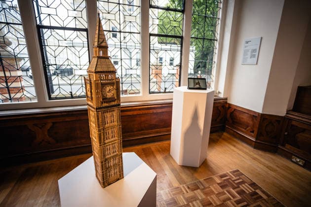 London Craft Week: Bamboo Replica of Big Ben at Royal Society of Sculptors, London, UK 11 May 2026 Bamboo replica of Big Ben on display at the Royal Society of Sculptors, London, UK, on 11 May 2026, during London Craft Week. The 74cm tower is the work of young Hong Kong contemporary artist InkgÅ Lam, crafted using a century-old bamboo technique originally developed for making traditional steamers, and is presented as part of the Crafts on Peel exhibition showcasing master artisans and rising makers from across Greater China., Credit:Pete Speller Avalon  Copyright: xPetexSpellerx xAvalonx 1098119212