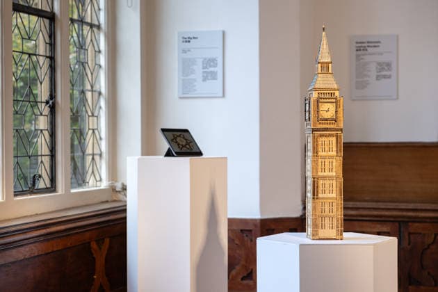 London Craft Week: Bamboo Replica of Big Ben at Royal Society of Sculptors, London, UK 11 May 2026 Bamboo replica of Big Ben on display at the Royal Society of Sculptors, London, UK, on 11 May 2026, during London Craft Week. The 74cm tower is the work of young Hong Kong contemporary artist InkgÅ Lam, crafted using a century-old bamboo technique originally developed for making traditional steamers, and is presented as part of the Crafts on Peel exhibition showcasing master artisans and rising makers from across Greater China., Credit:Pete Speller Avalon  Copyright: xPetexSpellerx xAvalonx 1098119347