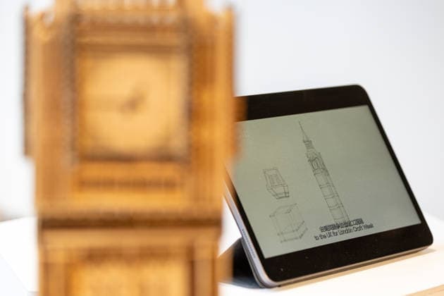 London Craft Week: Bamboo Replica of Big Ben at Royal Society of Sculptors, London, UK 11 May 2026 Bamboo replica of Big Ben on display at the Royal Society of Sculptors, London, UK, on 11 May 2026, during London Craft Week. The 74cm tower is the work of young Hong Kong contemporary artist InkgÅ Lam, crafted using a century-old bamboo technique originally developed for making traditional steamers, and is presented as part of the Crafts on Peel exhibition showcasing master artisans and rising makers from across Greater China., Credit:Pete Speller Avalon  Copyright: xPetexSpellerx xAvalonx 1098119360