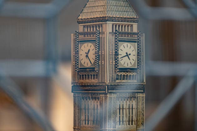 London Craft Week: Bamboo Replica of Big Ben at Royal Society of Sculptors, London, UK 11 May 2026 Bamboo replica of Big Ben on display at the Royal Society of Sculptors, London, UK, on 11 May 2026, during London Craft Week. The 74cm tower is the work of young Hong Kong contemporary artist InkgÅ Lam, crafted using a century-old bamboo technique originally developed for making traditional steamers, and is presented as part of the Crafts on Peel exhibition showcasing master artisans and rising makers from across Greater China., Credit:Pete Speller Avalon  Copyright: xPetexSpellerx xAvalonx 1098119384