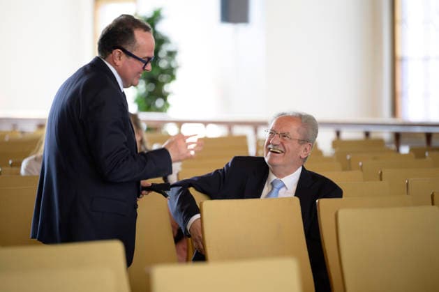 v.l. Clemens Baumgärtner und Christian Ude - Festliche Eröffnungssitzung des Stadtrats der Landeshauptstadt München - Amtperiode 2026 bis 2032 im Festsaal des alten Rathaus, München 11.05.2026