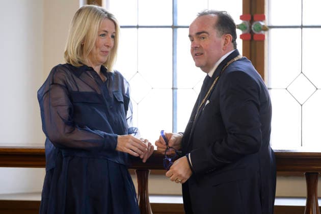 v.l. Katrin Habenschaden und Clemens Baumgärtner - Festliche Eröffnungssitzung des Stadtrats der Landeshauptstadt München - Amtperiode 2026 bis 2032 im Festsaal des alten Rathaus, München 11.05.2026