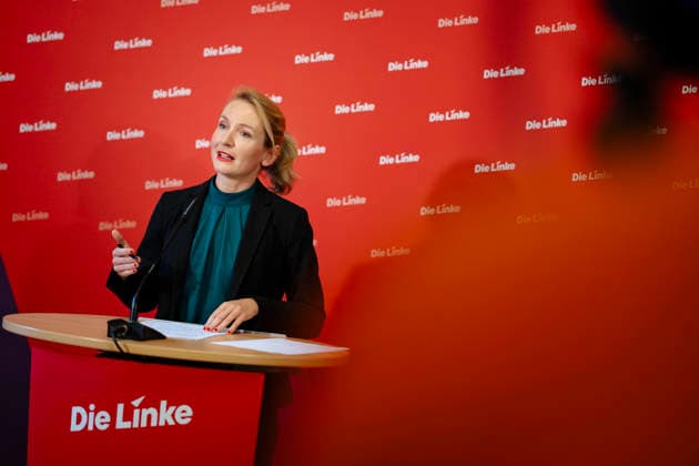 Ines Schwerdtner, Vorsitzende der Partei Die Linke, aufgenommen im Rahmen einer Pressekonferenz in Berlin, 11.05.2026. Berlin Deutschland Copyright: xYonaxElsnerx