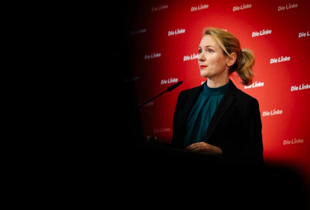 Ines Schwerdtner, Vorsitzende der Partei Die Linke, aufgenommen im Rahmen einer Pressekonferenz in Berlin, 11.05.2026. Berlin Deutschland Copyright: xYonaxElsnerx