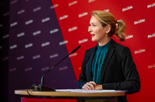 Ines Schwerdtner, Vorsitzende der Partei Die Linke, aufgenommen im Rahmen einer Pressekonferenz in Berlin, 11.05.2026. Berlin Deutschland Copyright: xYonaxElsnerx