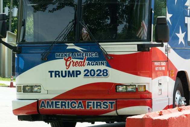 May 11, 2026, Atlanta, Georgia, USA: The Ã¢â‚¬ËœMake America Great Again - Trump 2028Ã¢â‚¬â ¢ tour bus mysteriously being prepared for an upcoming Donald Trump campaign stop. The tour bus was spotted at a facility in Atlanta, Georgia. Atlanta USA  - ZUMAo124 20260511_znp_o124_002 Copyright: xChristopherxOquendox