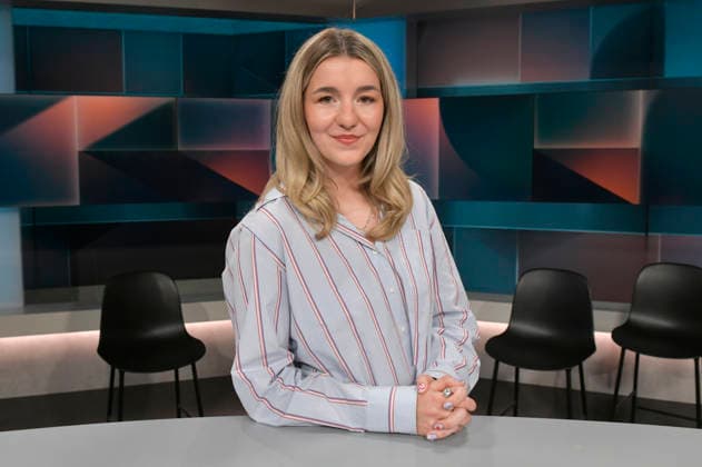Carolin Worbs in der ARD-Talkshow hart aber fair im Studio Adlershof. Berlin, 11.05.2026