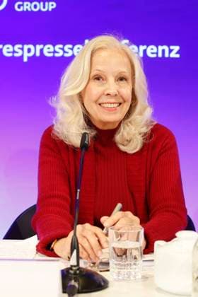 12.05.2026, Catherine von Fuerstenberg-Dussmann, Vorsitzende des Stiftungsrat, auf der Jahrespressekonferenz der Dussmann Group in Berlin, Berlin Deutschland, Germany