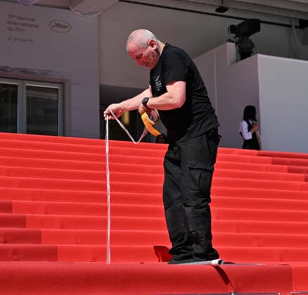 79th Cannes Film Festival: Red carpet installation CANNES, FRANCE - MAY 12: Staff of Palais install red carpet ahead of the opening ceremony of the 79th annual Cannes Film Festival in Cannes, France on May 12, 2026. Mustafa Yalcin Anadolu Cannes France. Editorial use only. Please get in touch for any other usage.  Copyright: x2026xAnadoluxMustafaxYalcinx