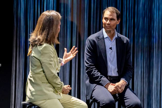 Ana Botín and Rafa Nadal participate in the closing of the solidarity program Euros de tu Nómina The President of Banco Santander, Ana Botín, and the tennis player Rafa Nadal, during the closing of its solidarity program Euros de tu Nómina, on May 12, 2026, in Madrid Spain The event is marked by the commemoration of the 20th anniversary of this initiative 12 MAY 2026 A Pé Madrid Madrid Madrid Spain  Copyright: xA.xPÃ rezxMecax 7517317
