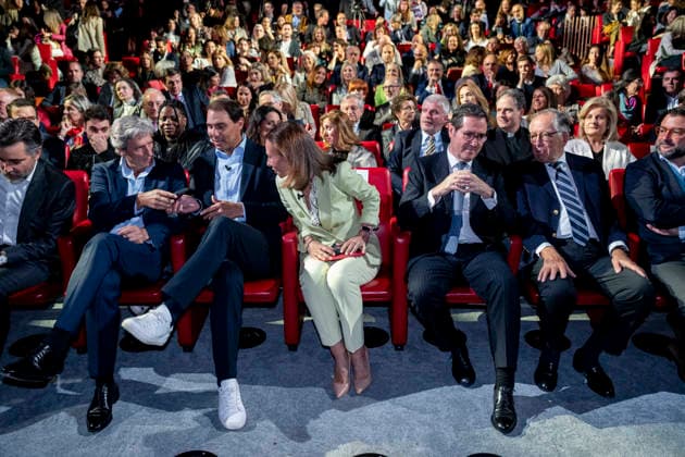 Ana Botín and Rafa Nadal participate in the closing ceremony of the solidarity program Euros de tu Nómina 2i 2d The tennis player Rafa Nadal, the president of Banco Santander, Ana Botín, and the president of the CEOE, Antonio Garamendi, during the closing ceremony of the solidarity program Euros de tu Nómina , on May 12, 2026, in Madrid Spain The event is marked by the commemoration of the 20th anniversary of this initiative 12 MAY 2026 A Pé Madrid Madrid Madrid Espana  Copyright: xA.xPÃ rezxMecax 7517342