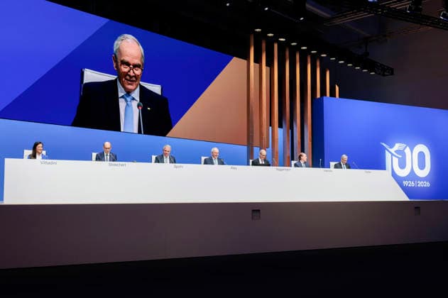Lufthansa Vorstand bei der Hauptversammlung der Deutschen Lufthansa AG in der Messe Frankfurt, Halle 5.1 & Congress Center. Frankfurt, 12.05.2026