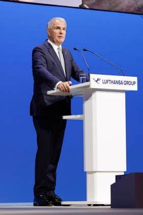 Carsten Spohr bei der Hauptversammlung der Deutschen Lufthansa AG in der Messe Frankfurt, Halle 5.1 & Congress Center. Frankfurt, 12.05.2026