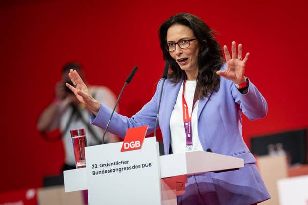 Yasmin Fahimi, wiedergewählte DGB-Vorsitzende;DGB Bundeskongress 2026 in Berlin - Deutscher Gewerkschaftsbund, Berlin Berlin Deutschland Hotel Estrel